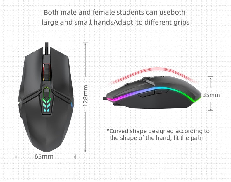 Wired optical gaming mouse with RGB