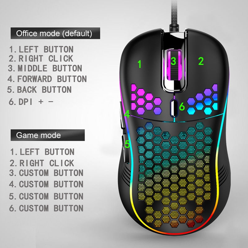 Ultralight wired RGB gaming mouse