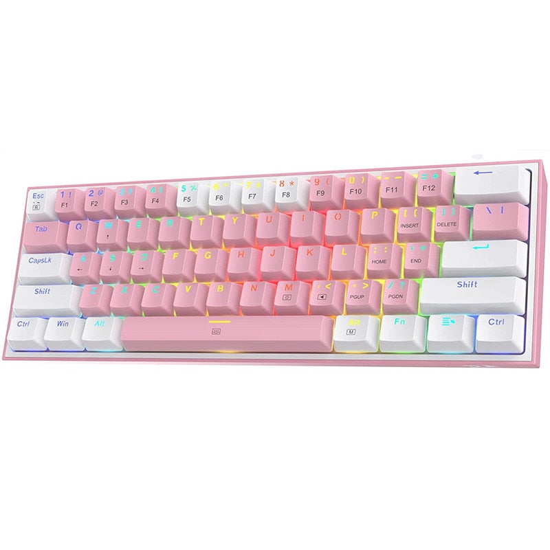 Pink-white mechanical keyboard with red linear switches